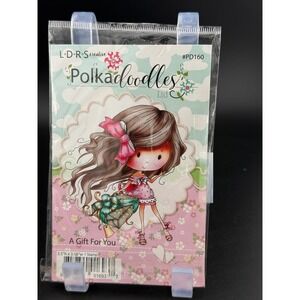 LDRS Creative Polkadoodles A Gift For You Rubber Stamp PD160 Nikki Hall Girl